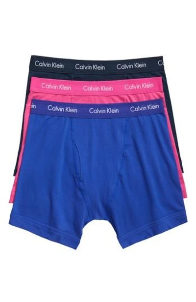 Calvin Klein 3-pack Boxer Briefs In Rosy/ Submerge/ Pure Cerulean