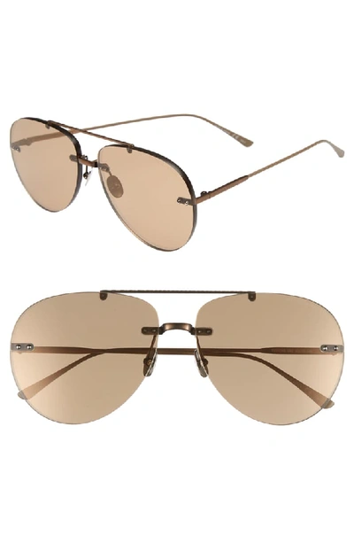 Bottega Veneta Women's Brow Bar Rimless Aviator Sunglasses, 63mm In Brass/ Beige