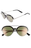 Web 51mm Aviator Sunglasses - Shiny Black/ Green Mirror