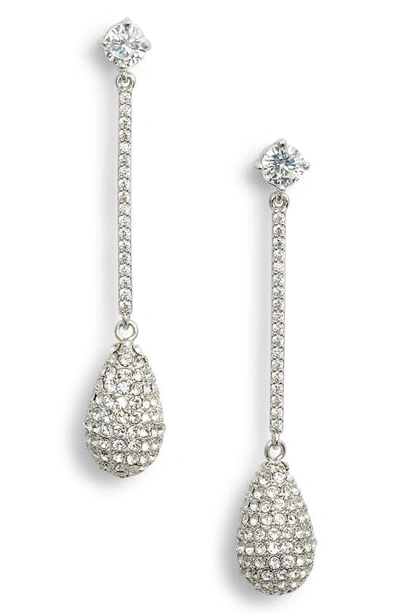 Nina Swarovski Crystal Teardrop Earrings In White/ Silver