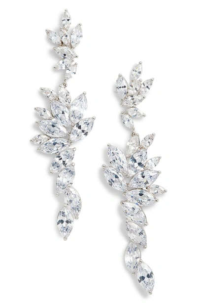 Nina Layered Marquise Cubic Zirconia Statement Earrings In Rhod/white