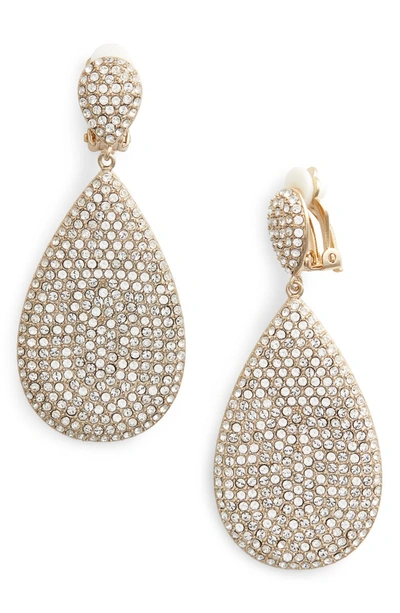 Nina Silver-tone Pave Clip-on Drop Earrings In White/ Gold