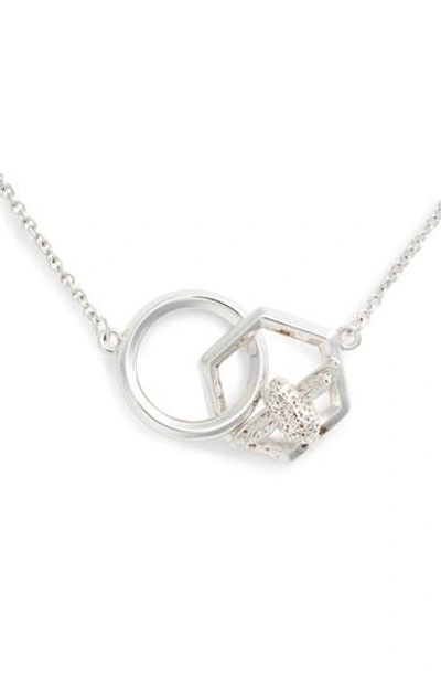 Olivia Burton Honeycomb Bee Necklace In Silver
