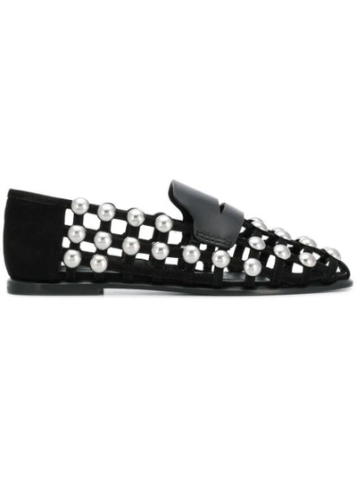 Alexander Wang Sam Studded Suede Cage Loafers In Black