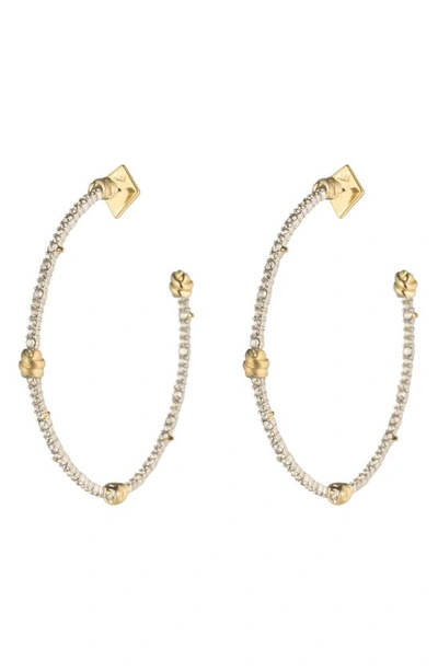 Alexis Bittar Crystal Pave Knotted Hoop Earrings In Silver/gold