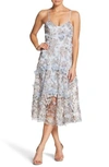 Dress The Population Uma Floral Embroidered Lace Dress In Mineral Blue Floral