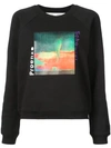 Proenza Schouler Shrunken Graphic Print Sweatshirt In Black