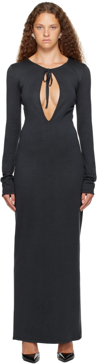 Magda Butrym Cutout Silk Maxi Dress In Grey