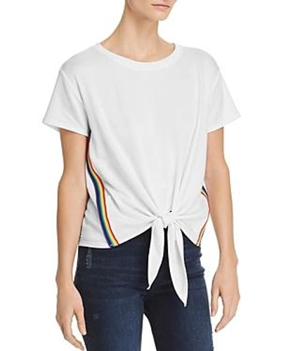 Vintage Havana Rainbow-trim Tie-front Tee In White