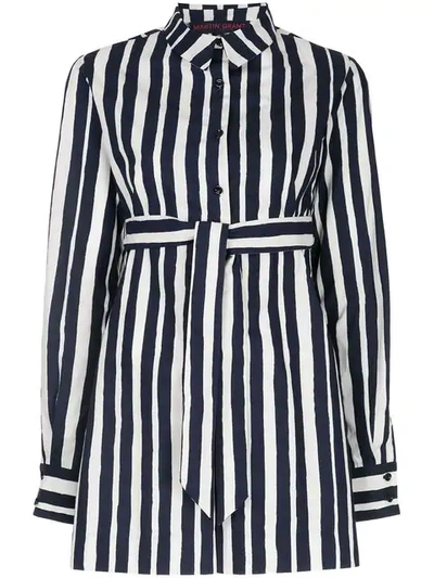 Martin Grant Striped Belted Playsuit In Wide Stripe