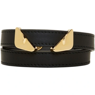 Fendi Bag Bugs Double-wrap Bracelet In Black