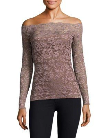 L Agence Heidi Off-the-shoulder Lace Top In Mauve Rose