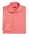 Isaia Regular-fit Heathered Dress Shirt In Coral