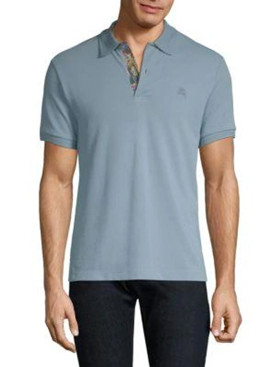 Burberry Cotton Polo Shirt In Dusty Teal