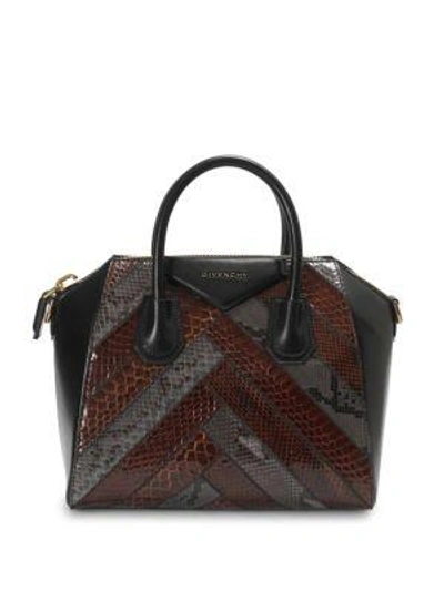 Givenchy Small Exotic Patchwork Python Antigona Bag In Black