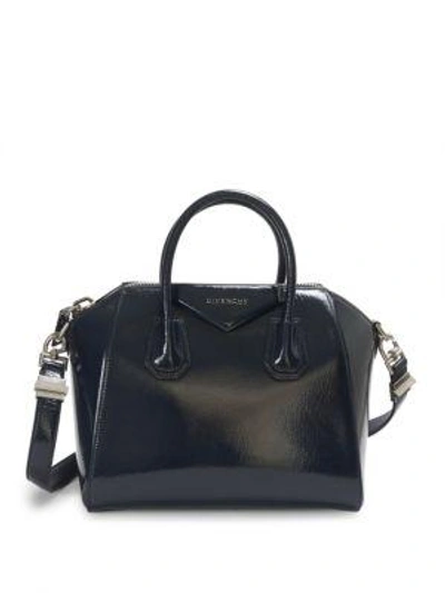 Givenchy Small Antigona Creased Patent Leather Satchel - Blue In