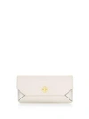Tory Burch Kira Leather Envelope Clutch - White In Birch