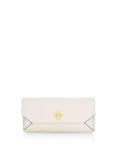 Tory Burch Kira Leather Envelope Clutch White In Birch ModeSens