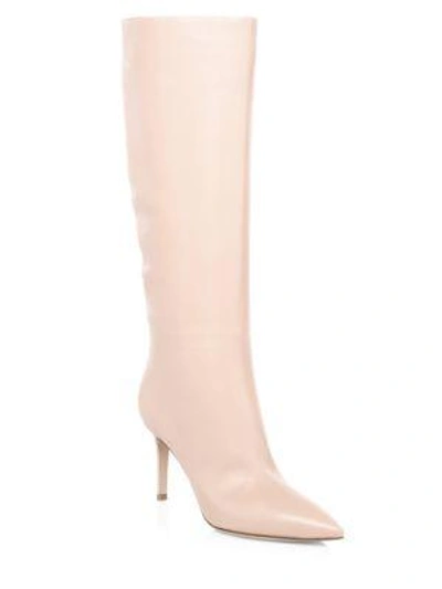 Gianvito Rossi Leather Point-toe Tall Boots In Dahlia