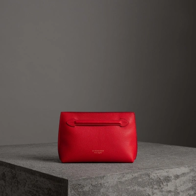 Burberry Grainy Leather Wristlet Clutch In Bright Red