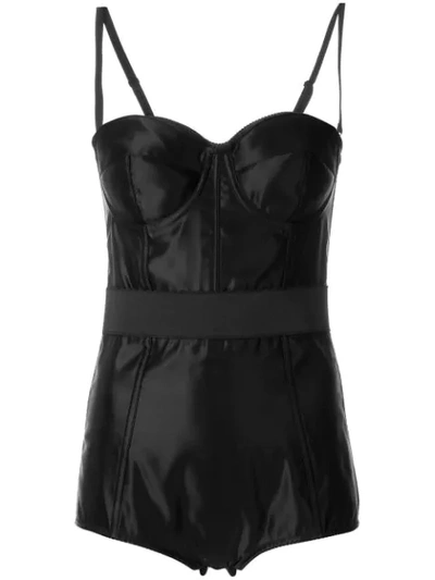 Dolce & Gabbana Satin Bodysuit In Black