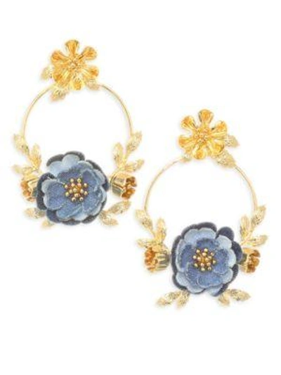 Kate Spade Flower Child Door Knocker Earrings In Blue