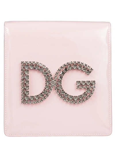 Dolce & Gabbana Logo Embellished Shoulder Bag In Rosa Carne