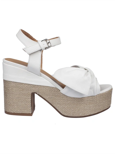 Janet & Janet Wrap Style Platform Sandals In White