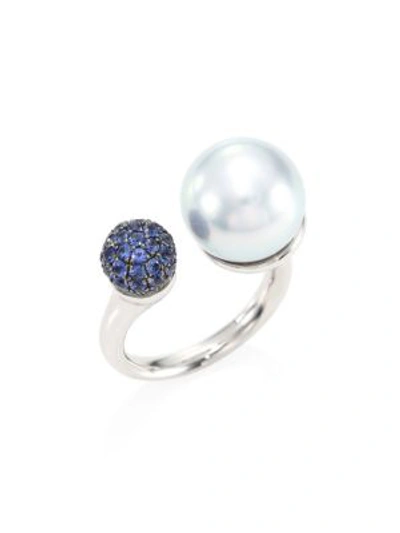 Yoko London Women's 18k White Gold Pearl & Sapphire Ring