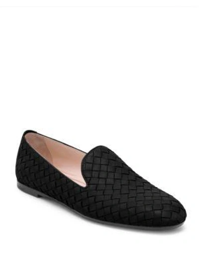 Bottega Veneta Fiandra Woven Leather Loafers In Black