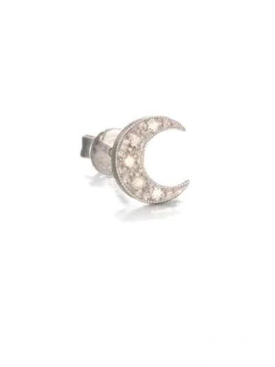 Sydney Evan Women's Diamond & 14k White Gold Crescent Moon Single Stud Earring