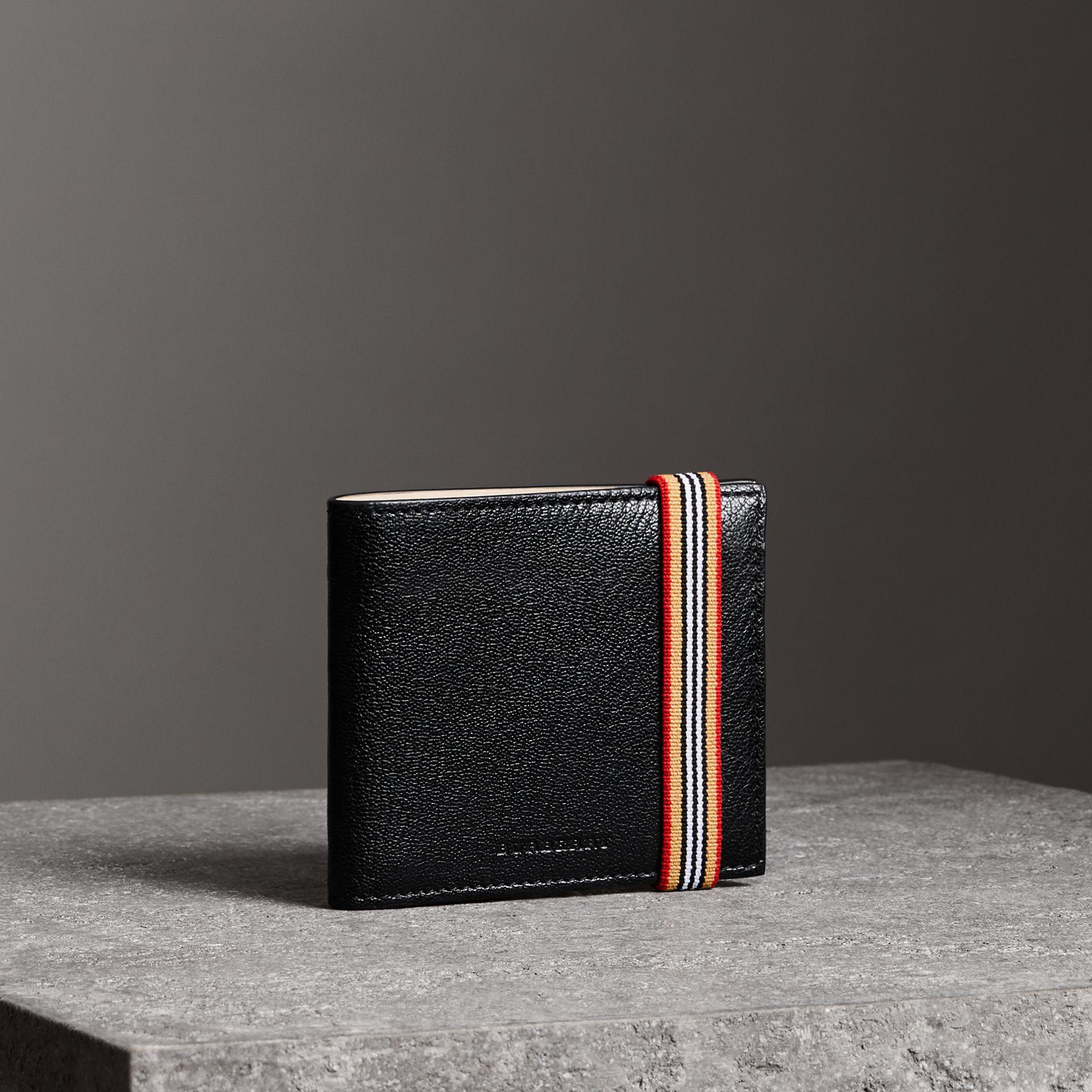 Burberry Ellerby Black Icon Stripe Canvas Zip Continental Wallet