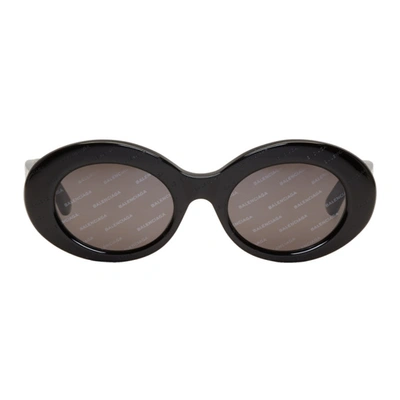 Balenciaga 51mm Oval Sunglasses - Black/ Smoke