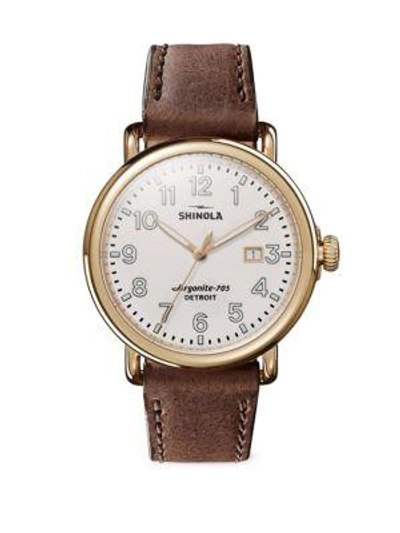 Shinola Runwell Leather Strap Watch In Brown