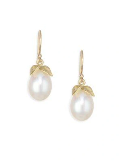 Annette Ferdinandsen Organic Pearl & 18k Yellow Gold Pear Post Earrings