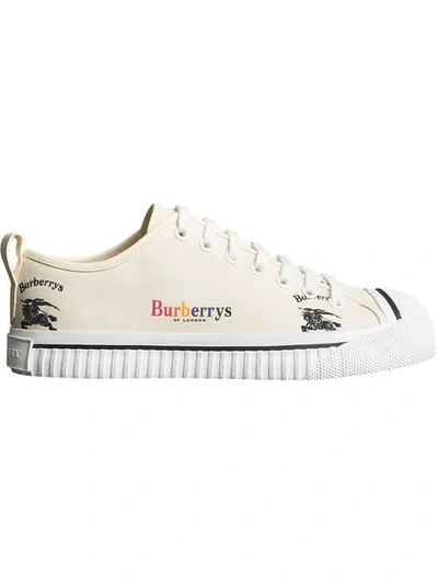 Burberry Lf Kingly Arc Canvas Low-top Sneakers In White