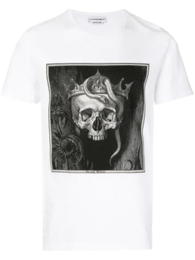 Alexander Mcqueen Skull-print Cotton-jersey T-shirt In White