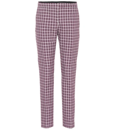 Burberry Check Cotton Pants In Purple