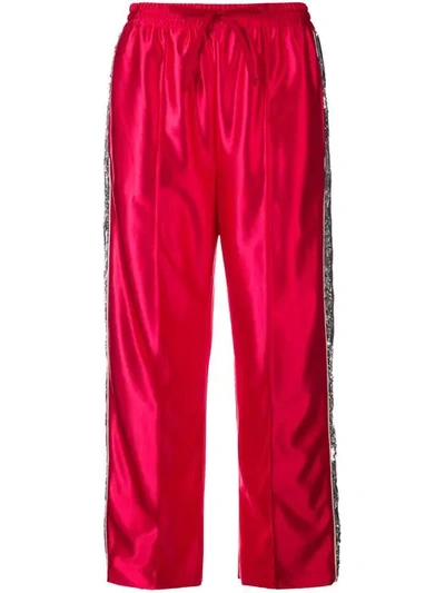 Gucci Sequin-embellished Jersey Trackpants In Red