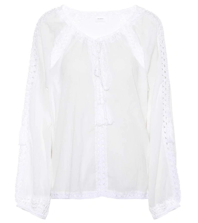 Anna Kosturova Giza Lace-trimmed Cotton Top In White