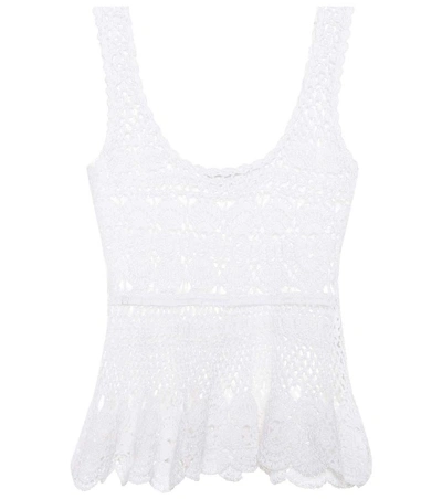 Anna Kosturova Marianne Cotton Crochet Top In White