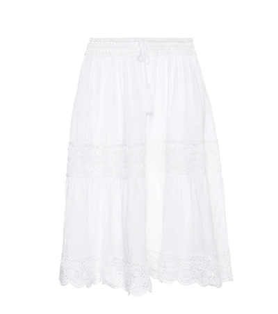 Anna Kosturova Filigree Crochet Cotton Skirt In White