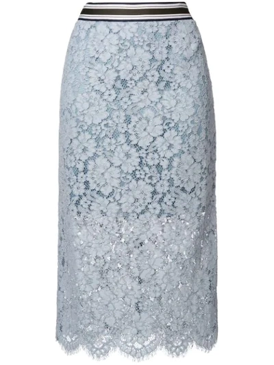 Dorothee Schumacher Bold Poetry Cotton-blend Lace Skirt In Blue
