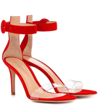 Gianvito Rossi Stella 85 Suede Sandals In Red