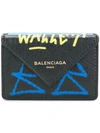 Balenciaga Papier Mini Printed Textured-leather Wallet In Black
