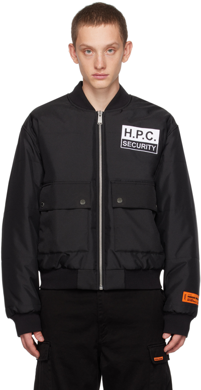 Heron Preston Logo刺绣绗缝飞行员夹克 In Black