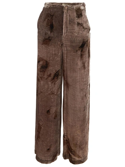 Gentryportofino Velvet Trousers In Brown
