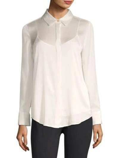 Dkny Long Sleeve Button-down Shirt With Camisole In Ivory