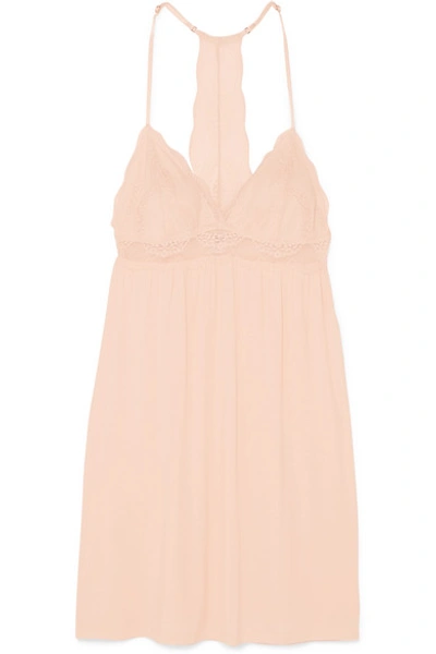 Eberjey Esperanza Merry Me Stretch-modal Jersey And Lace Chemise In Bellini