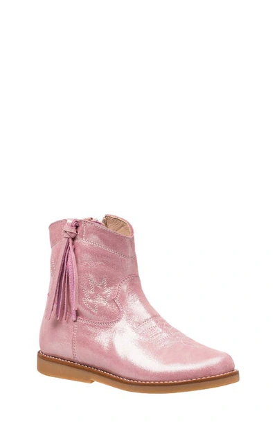 Elephantito Girl's Hannah Suede Western Boots, Toddler/kids In Metallic Pink